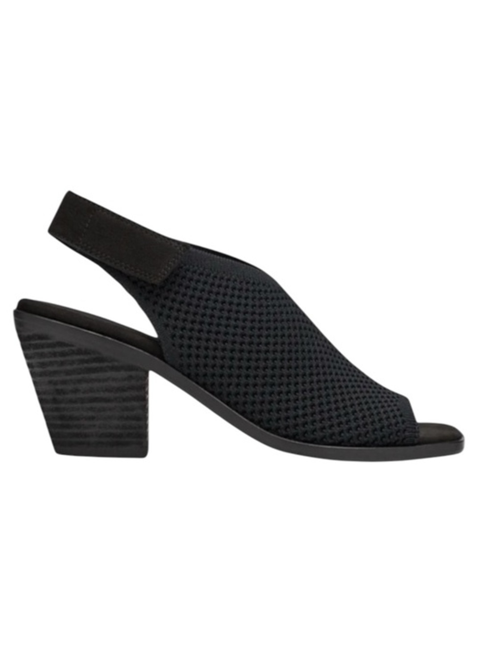 Eileen Fisher Avil Black Knit Slingback Block Heel Open Toe Sandal Women Size 10